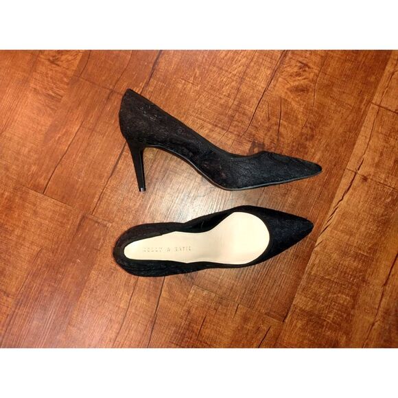Kelly & Katie Black 11M Lace Heeled Pointed Toe Stiletto Pumps - Picture 2 of 7